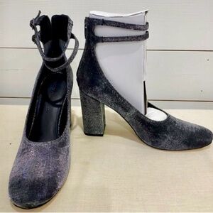 Sigerson Morrison Metallic Black Ankle Strap Heels